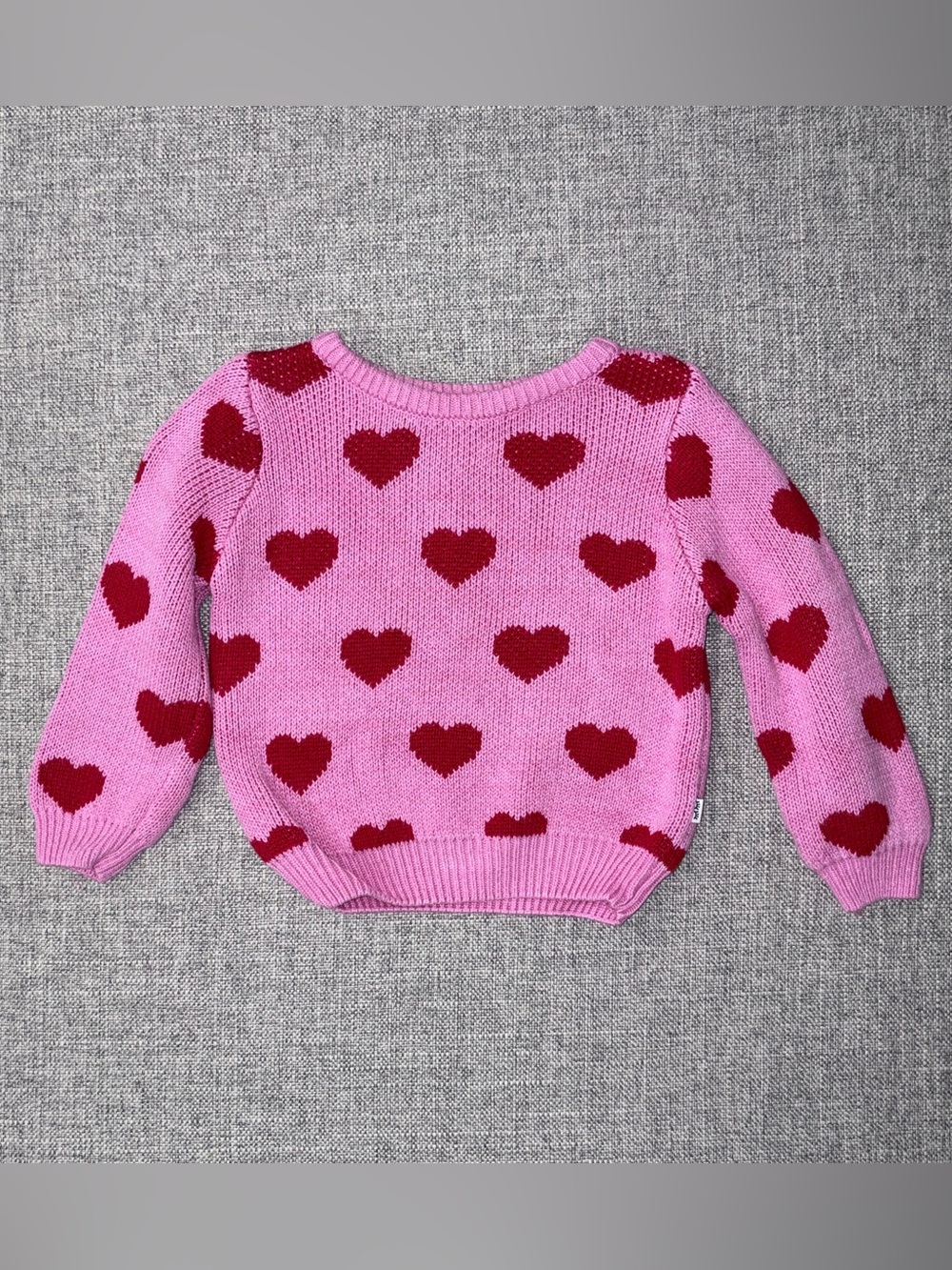 Little Sleepies 12-18m EUC Pink Sweater with Red Heart Pattern